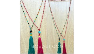 glass beads ceramic longest seeds tassel necklaces bali