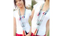 long seeds turquoise beads tassels pendant fashion design