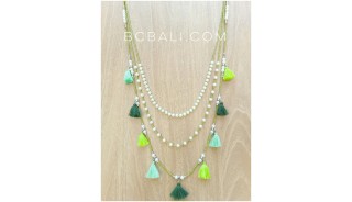 tassels necklaces beads triple fresh pearls strand bali