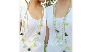 tassels necklaces beads triple fresh pearls strand bali