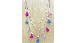 triple seeds beads tassels necklaces multi pendant