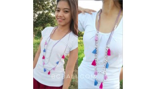 triple seeds beads tassels necklaces multi pendant