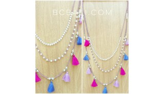 triple seeds beads tassels necklaces multi pendant
