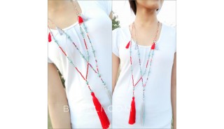 two color beads turquoise tassels necklaces pendant 