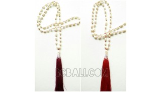 bali tassel necklace with pearls shells fresh water