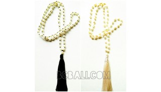 bali tassels necklace with pearls shells fresh water