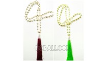 bali tassels necklaces with pearls shells fresh water
