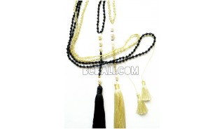 crystal beads with pearls tassels necklaces handmade