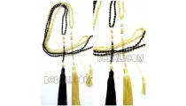 crystal beads with pearls tassels necklaces handmade