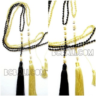crystal beads with pearls tassels necklaces handmade