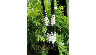 fashion tassels pearls shells necklace with crystal