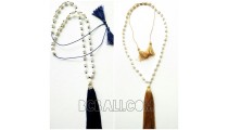 triple tassels necklace pendant fresh pearls shells