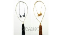 triple tassels necklaces pendant fresh pearls shells