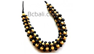 bali solid wood seeds beads choker necklace 