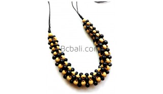 bali solid wood seeds beads choker necklace 