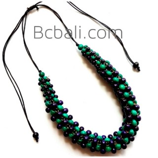 bali wood beaded necklaces wrapted design 