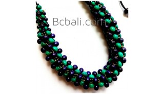 bali wood beaded necklaces wrapted design 