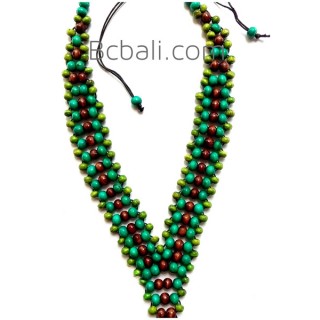 2color shown chokers necklaces wood beaded 