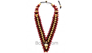 necklaces ethnic tropical hand made by wooden