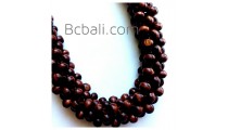solid wooden beaded chokers necklaces tropical 