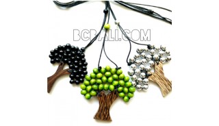 string necklaces pendant wooden palm