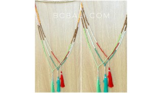 3color beads crystal necklaces tassels fashion bali design