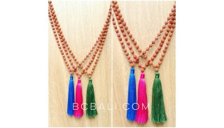 3color tassels necklaces beaded mala organic