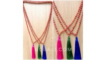 3color tassels full necklaces beads mala organic 