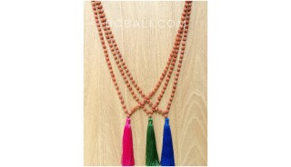 3color tassels full necklaces beads mala organic 