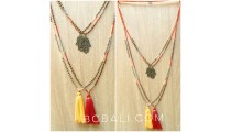 tassels necklaces bronze hamza hand pendant charm