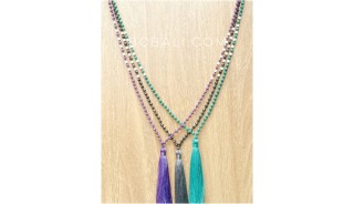 beads stone tassels necklaces handmade bali crystal