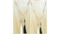 charming beads necklace multi color tassel crystal