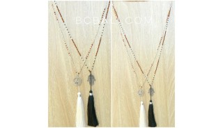 charming beads necklace multi color tassel crystal