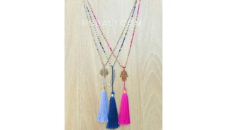 charming beads necklaces multi color tassels fashion
