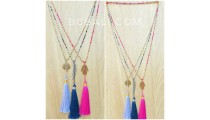 charming beads necklaces multi color tassels fashion