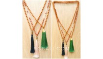 chrome tassels necklaces wood mala meditation 