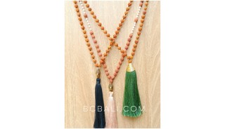 chrome tassels necklaces wood mala meditation 