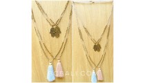 hamza hand golden tassel necklaces pendant 