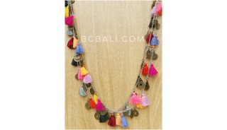 mix color tassels necklaces multi seed charms
