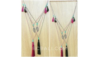 stone small beads tassels necklaces charms triangle