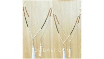 stone small beads triple color seed tassels
