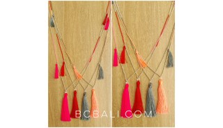 stoper beads silver 3 tassels necklaces bali