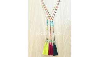 turquoise beads tassels necklace pendant 3color