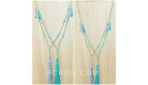 turquoise beads tassels necklace pendant charm