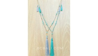 turquoise beads tassels necklace pendant charm
