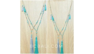turquoise beads tassels necklace pendant charm