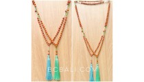 full wood mala with bead tassels necklaces bali