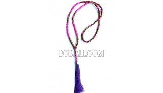 long tassels necklaces bead wood Pendant
