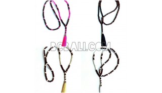 mix alot long tassel necklaces bead wooden