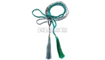 tassels necklaces bead metalic with crystal pendant
